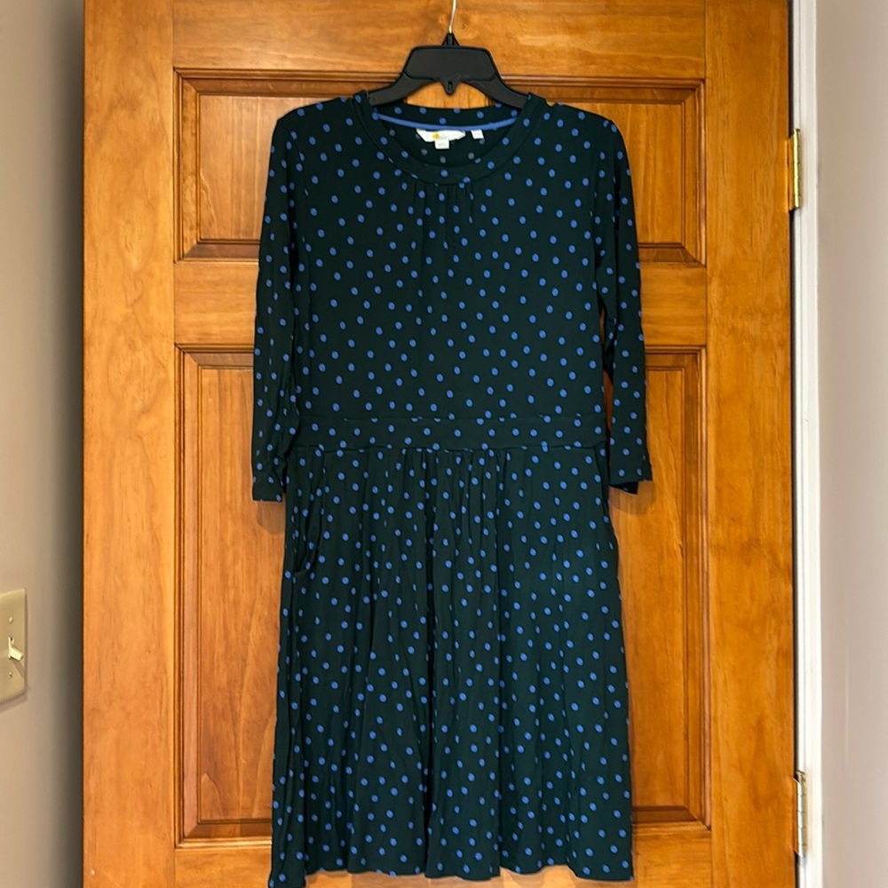 EUC Boden 3/4 length sleeve polka dot dress size 10P